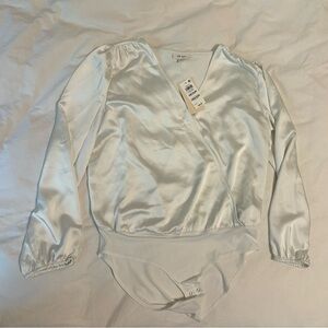 NWT White Long Sleeve Wrap Bodysuit